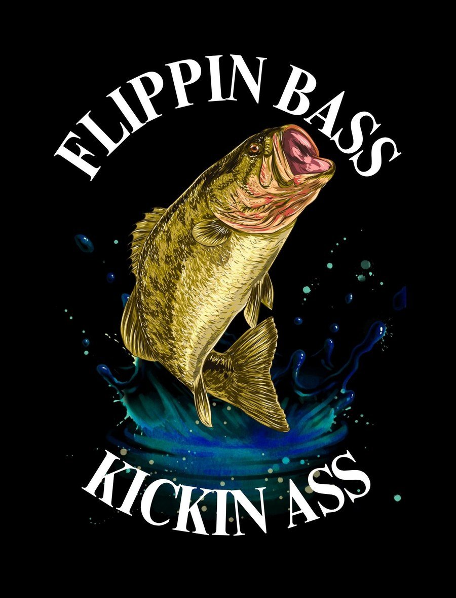 Flippin' Bass, Kickin' Ass logo: a largemouth bass leaping out of the water